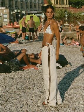 With Jean Beige Track Pants with Black Side Stripe